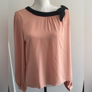 Forever 21 long sleeve soft satin like material side shoulder bow